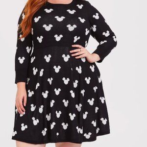 Disney Mickey Mouse Black & White Sweater Dress